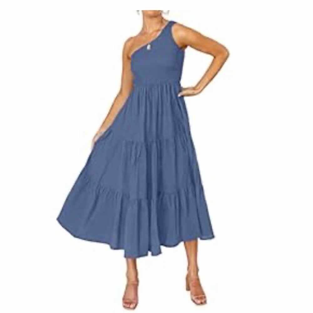 Women’s Small Boho Summer Beach Resort One Shoulder‎ Spring Minimalist Dress